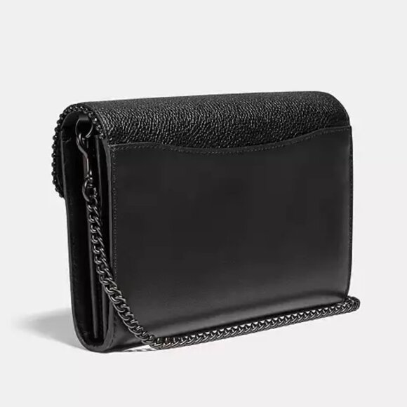 Coach Black Leather Clutch with Chain Detail - Picture 2 of 4
